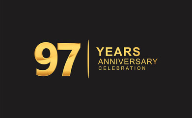 97th years anniversary celebration design with golden color isolated on black background for celebration event