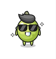 Cartoon mascot of olive with cool gesture