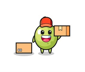 Mascot Illustration of olive as a courier
