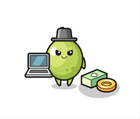 Mascot Illustration of olive as a hacker