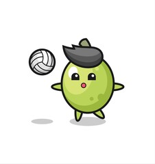 Character cartoon of olive is playing volleyball