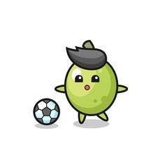 Illustration of olive cartoon is playing soccer