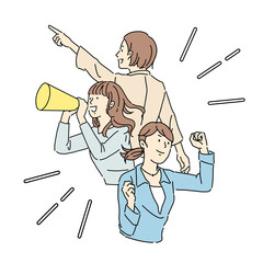 女性、ビジネス、応援する、目標達成、やる気