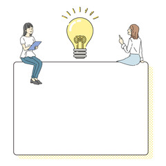 ビジネス、女性、閃く、解決する、ボード、記入スペース