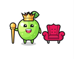 Mascot cartoon of green apple as a king