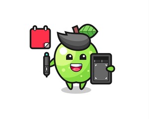 Illustration of green apple mascot as a graphic designer
