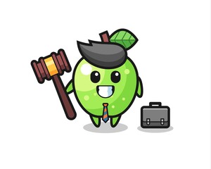 Illustration of green apple mascot as a lawyer