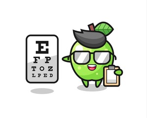 Illustration of green apple mascot as an ophthalmology