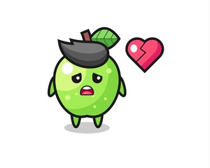 green apple cartoon illustration is broken heart