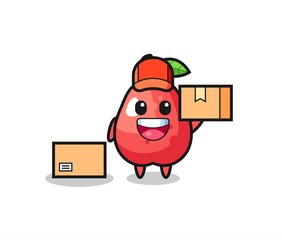 Mascot Illustration of water apple as a courier