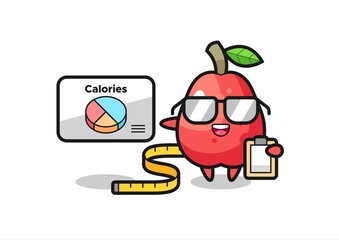 Illustration of water apple mascot as a dietitian