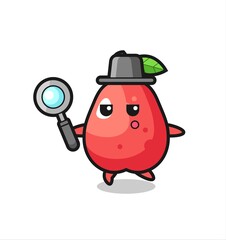 Fototapeta premium water apple cartoon character searching with a magnifying glass