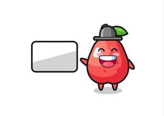 water apple cartoon illustration doing a presentation