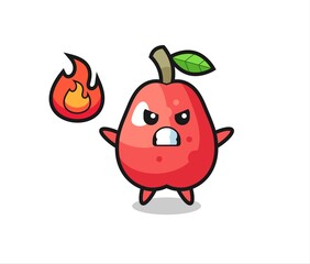 water apple character cartoon with angry gesture