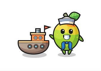 Character mascot of mango as a sailor man