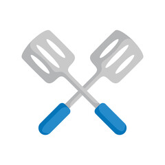 Illustration of two crossed spatula with shadow detail flat design art vector