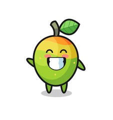mango cartoon character doing wave hand gesture