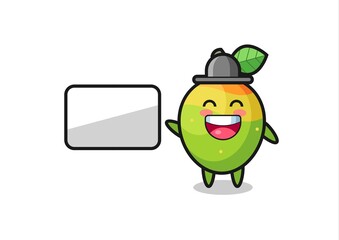 mango cartoon illustration doing a presentation