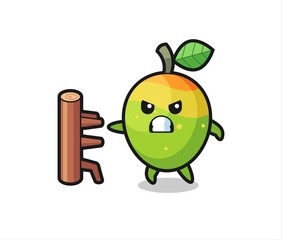 mango cartoon illustration as a karate fighter