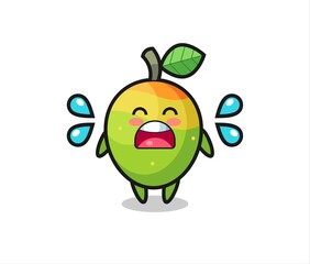 mango cartoon illustration with crying gesture