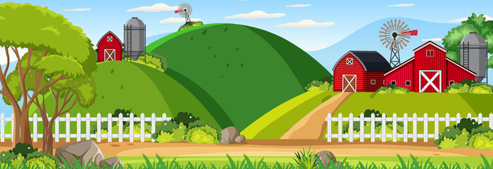Farm horizontal landscape at daytime scene