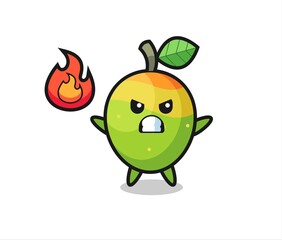 mango character cartoon with angry gesture