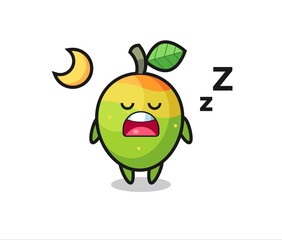 mango character illustration sleeping at night