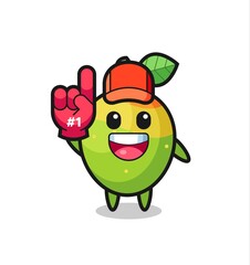 mango illustration cartoon with number 1 fans glove