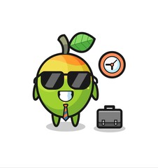 Cartoon mascot of mango as a businessman