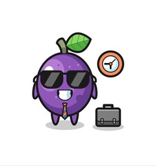Obraz premium Cartoon mascot of passion fruit as a businessman