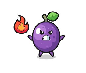 passion fruit character cartoon with angry gesture