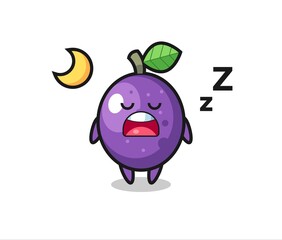 passion fruit character illustration sleeping at night
