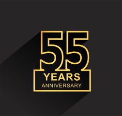 55th years anniversary design line style with square golden color for anniversary celebration event. isolated with black background