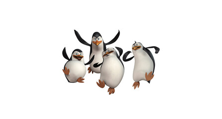 Fun dancing penguins on a white background