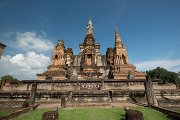 Fototapeta na wymiar traditional antique temple sukhothai thailand