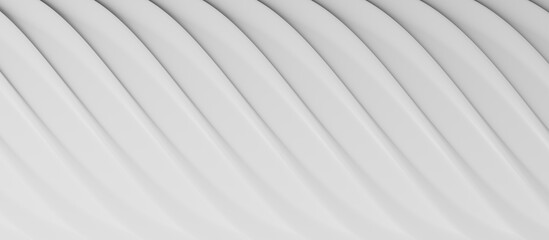 Abstract waves background in white, 3d rendering, header or backdrop