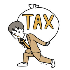 税金が重荷の男性（英語）