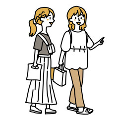 買い物をする若い女性二人