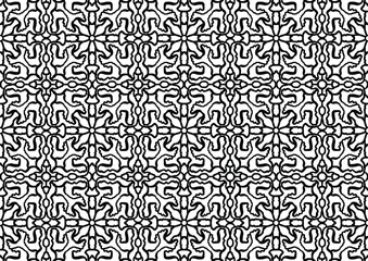 tile with linear figures in folk style on a white background for coloring, vector