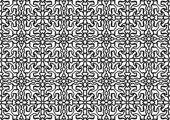 tile with linear figures in folk style on a white background for coloring, vector