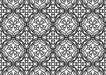 tile with abstract folk style flowers drawn on a white background for coloring, vector