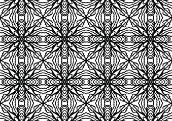 tile with flowers and abstract ornaments drawn on a white background for coloring, vector
