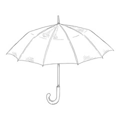 Vector Sketch Open Umbrella Illustration. - obrazy, fototapety, plakaty