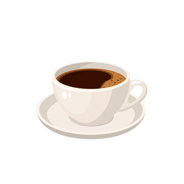 Espresso cup, black coffee mug. Vector illustration cartoon flat icon isolated on white background.