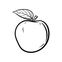Vector Line Art Apple Fruit. hand drawn Apple fruit vector. Isolated fruit silhouette in cartoon style. Fruit pictogram for coloring page