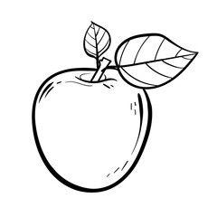 Vector Line Art Apple Fruit. hand drawn Apple fruit vector. Isolated fruit silhouette in cartoon style. Fruit pictogram for coloring page
