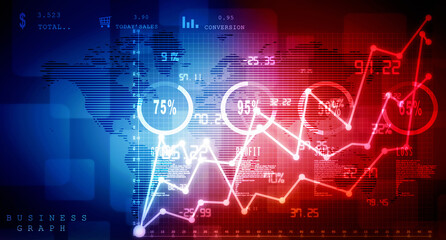 2d rendering Stock market online business concept. business Graph 
