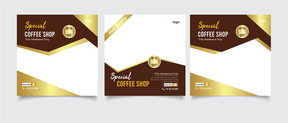Coffee shop drink menu promotion social media instagram post banner template