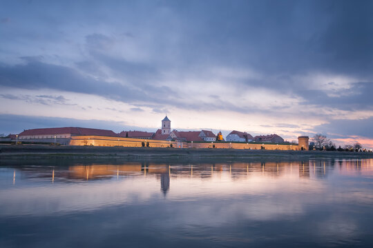 sunset over the river in Tvrdja, Osijek, Croatia