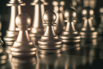 Chess pieces on a chessboard